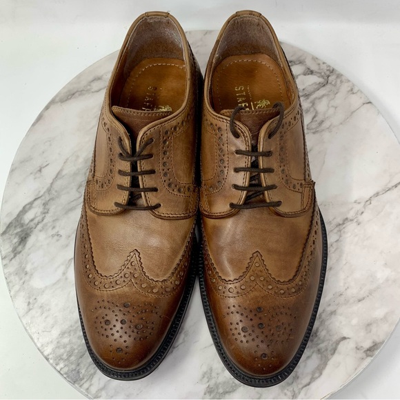 Stafford Wingtip Brown Leather Oxford Dress Shoes 8.5 Mens Classic Preppy Office main image 8